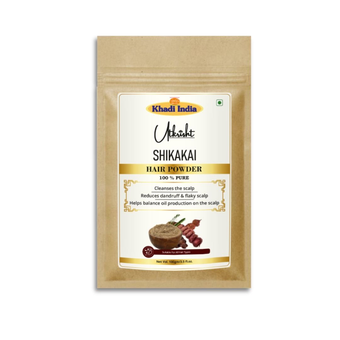 Utkrisht Khadi Shikakai Powder for Hair Growth, Natural Cleansing & Dandruff Control | 100% Pure Ayurvedic Herbal Hair Care-100gm