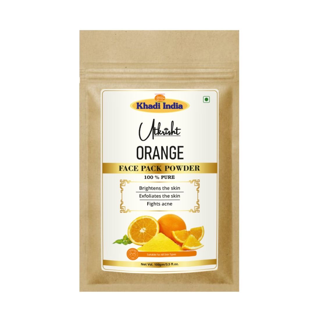 Utkrisht Khadi Orange Face Pack for Glowing Skin | Tan Removal & Brightening Formula - 100gm
