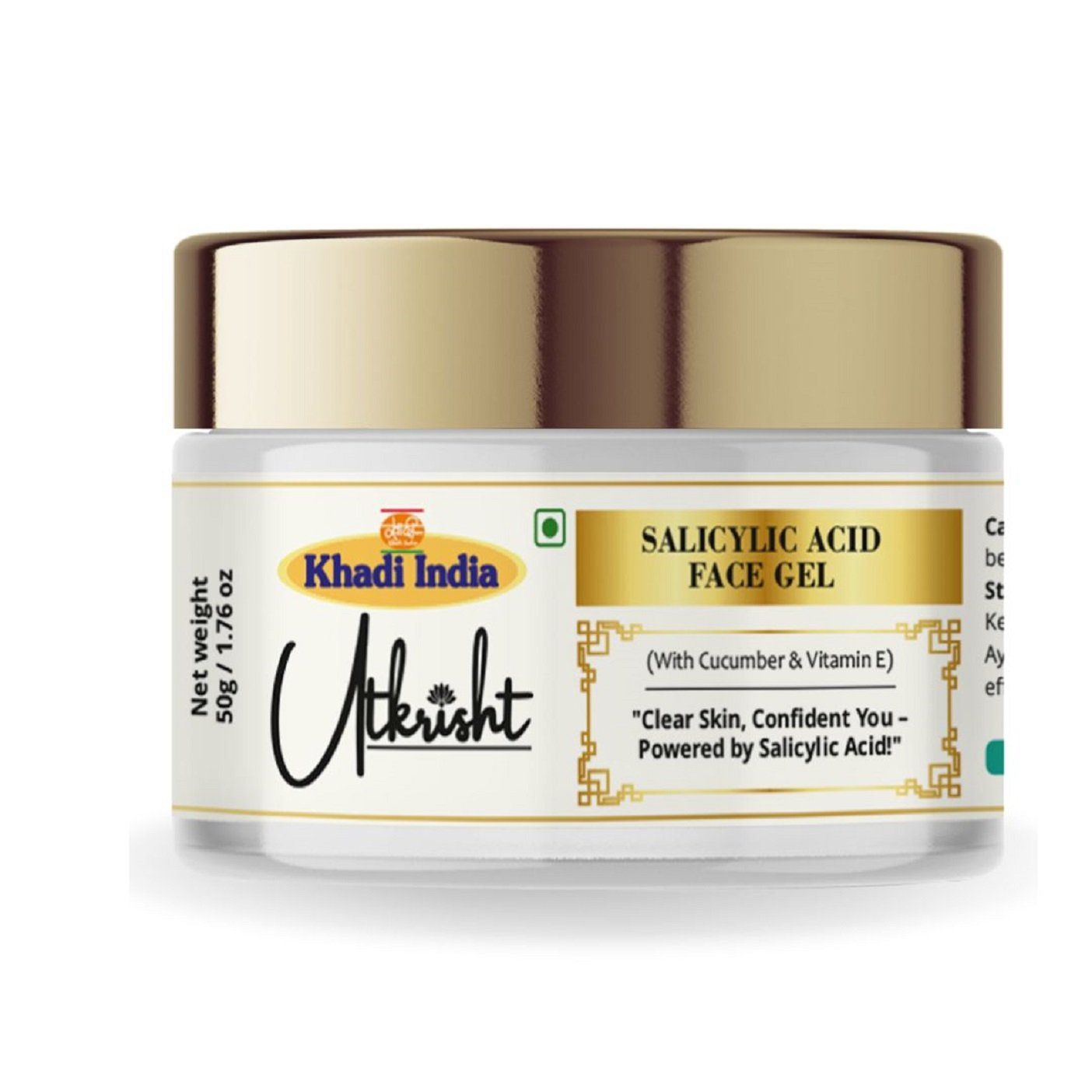 Utkrisht Khadi Salicylic Acid Face Gel | Anti-Acne, Oil Control & Blemish Reduction | Clear Skin Gel - 50g