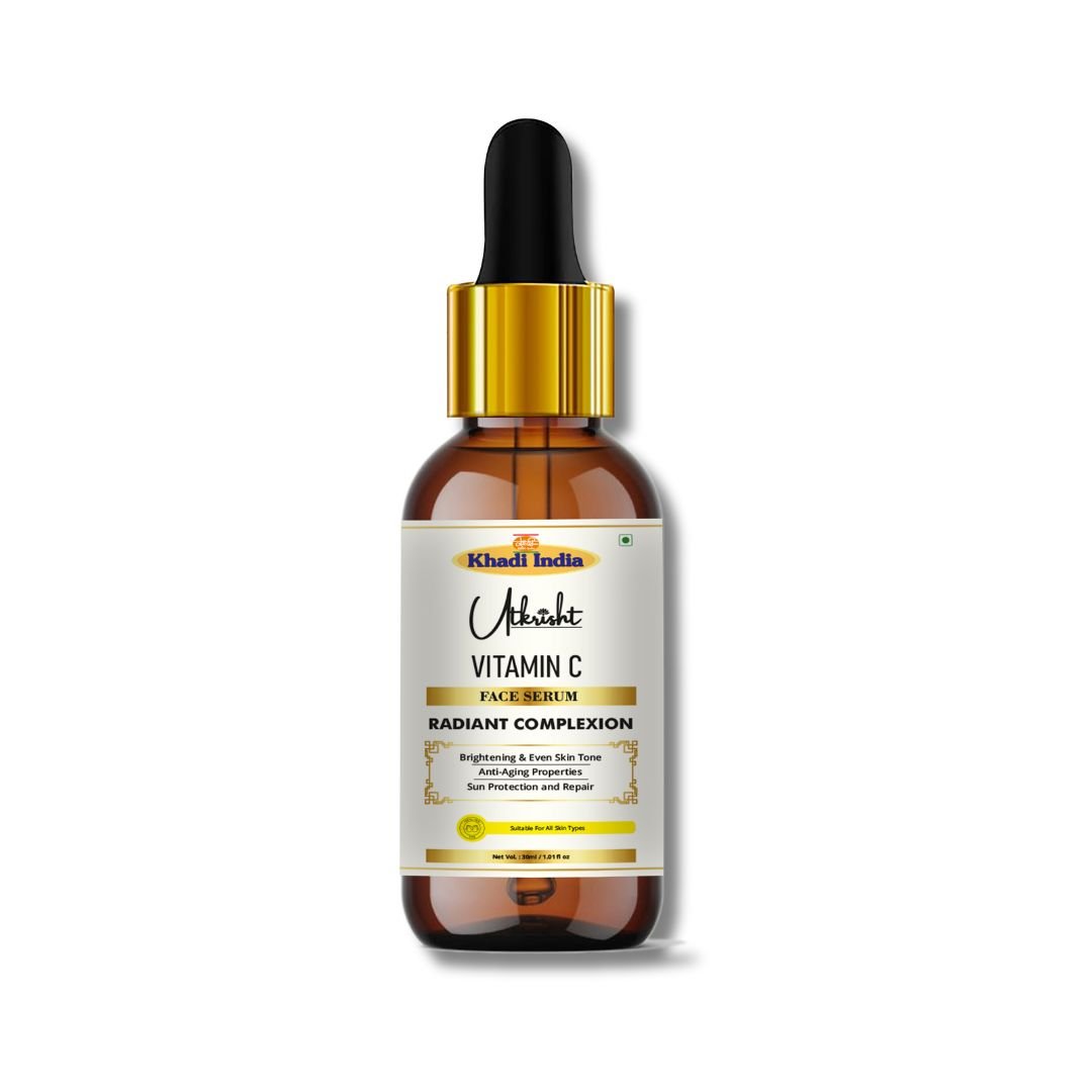 Utkrisht Khadi Vitamin C Face Serum | Brightening, Anti-Aging & Radiance Boost | Smooth & Glowing Skin-30ml