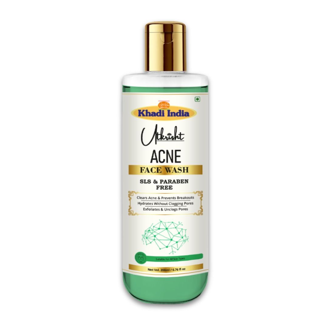 Utkrisht Khadi Acne Face Wash | Oil Control, Pimple Care & Deep Cleansing | Clear Skin Formula - 200ml