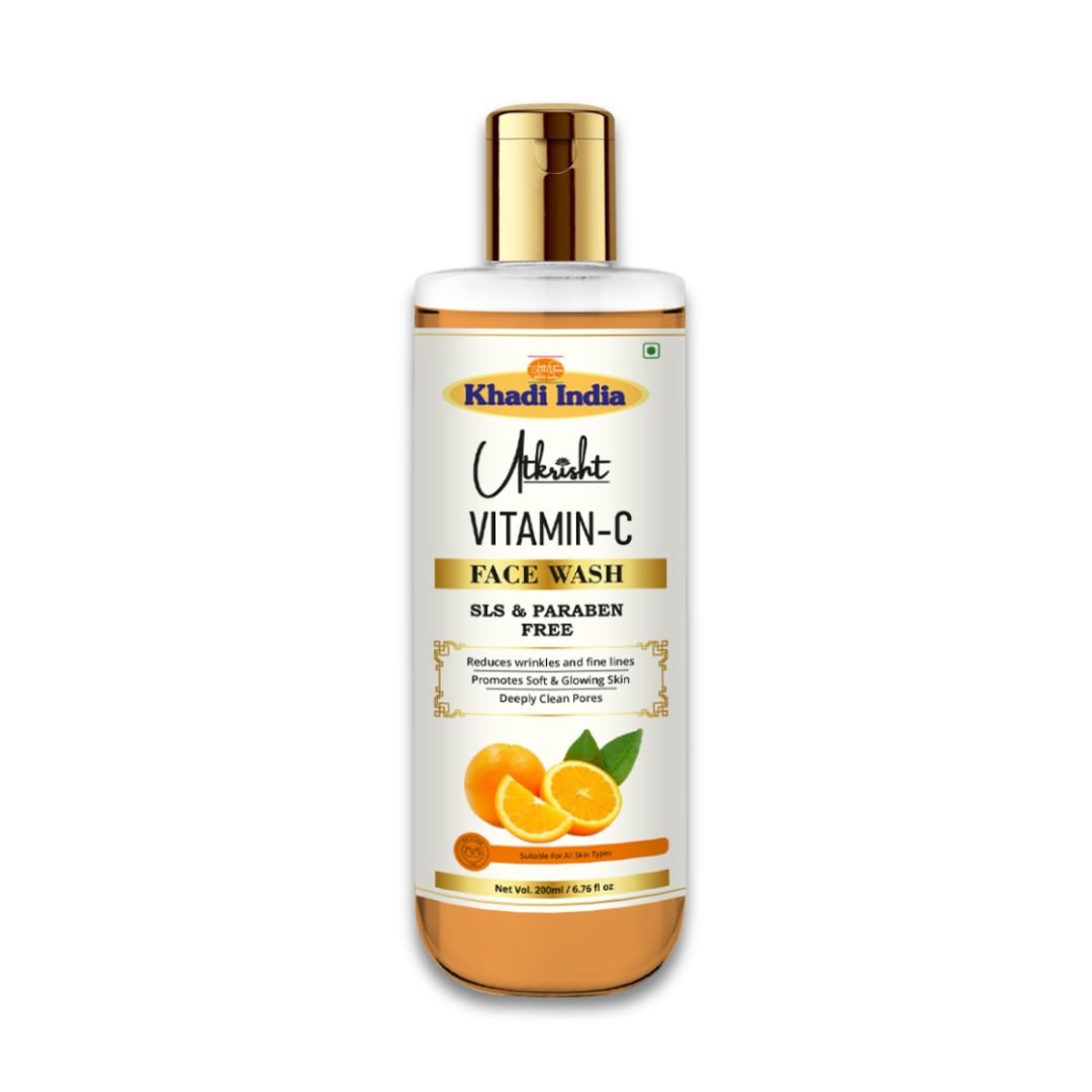 Utkrisht Khadi Vitamin C Face Wash – Brightening, Anti-Pigmentation & Glow-Boosting Cleanser-200ml