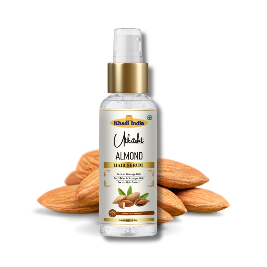 Utkrisht Khadi Almond Hair Serum | Frizz Control, Smoothness & Hair Shine Booster-50ml - Image 2