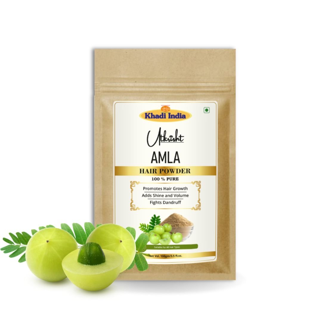 Utkrisht Khadi Amla Hair Powder for Hair Growth, Strong Roots & Dandruff Control | 100% Natural & Pure Herbal Powder-100gm - Image 2