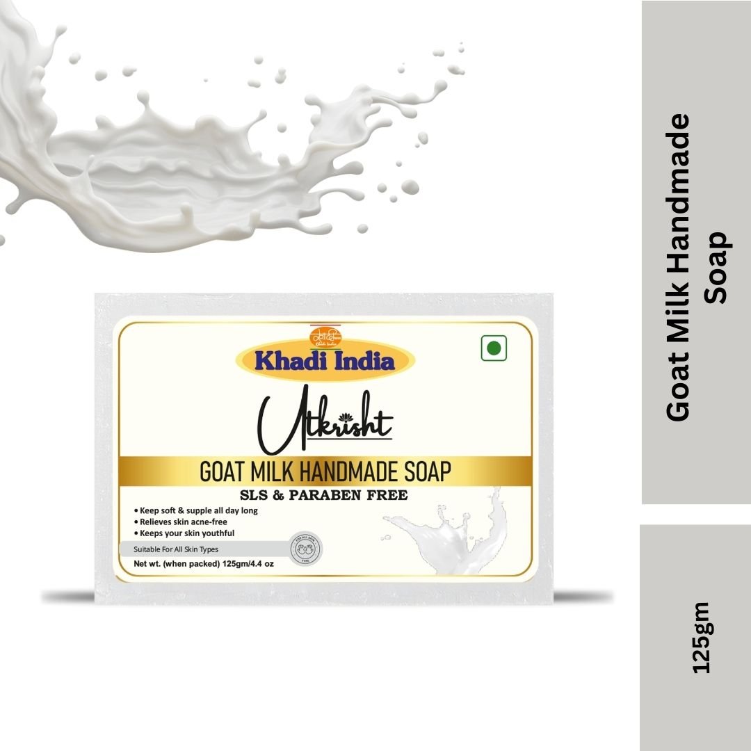 Utkrisht Khadi Goat Milk Handmade Soap – Ultra Moisturizing & Skin Softening Natural Bath Bar - 125g (Pack of 2) - Image 2