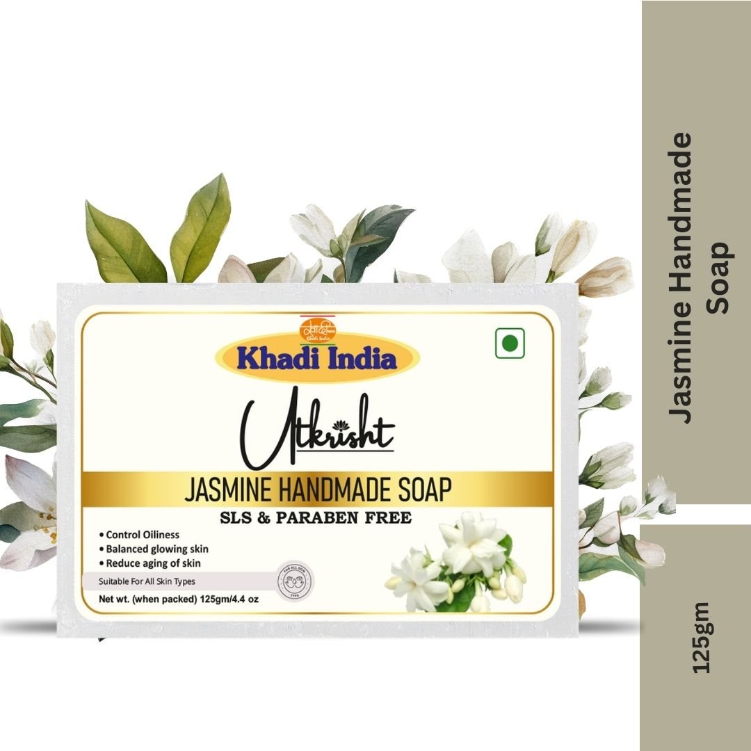 Utkrisht Khadi Jasmine Handmade Soap – Refreshing, Floral & Skin-Softening Natural Bath Bar - 125g (Pack of 2) - Image 2