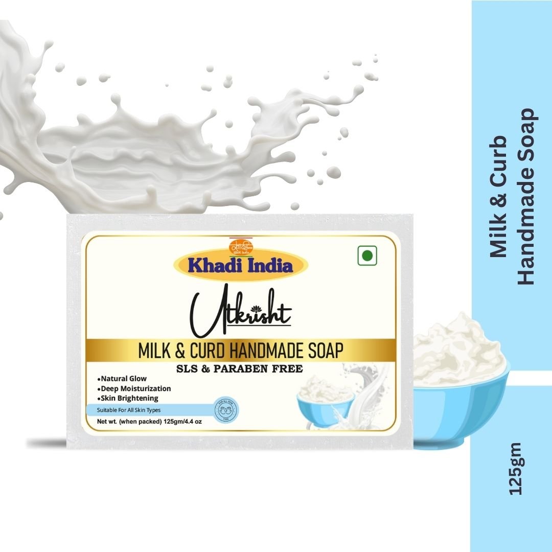 Utkrisht Khadi Milk & Curd Handmade Soap – Skin Brightening, Softening & Deep Nourishing Bath Bar - 125g (Pack of 2) - Image 2