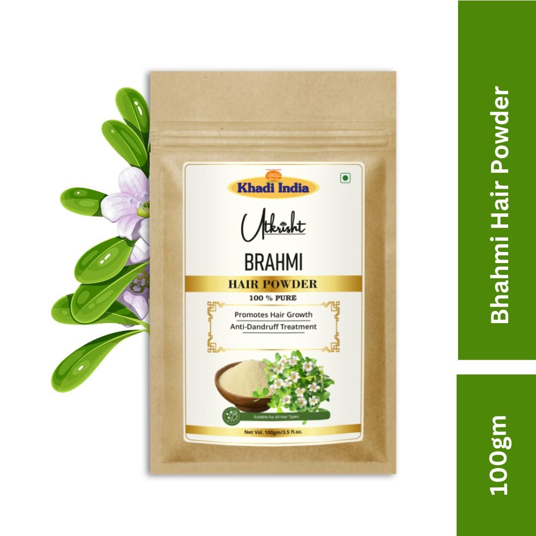 Utkrisht Khadi Brahmi Hair Powder for Hair Growth, Strong Roots & Scalp Nourishment | 100% Pure Ayurvedic Herbal-100gm - Image 2