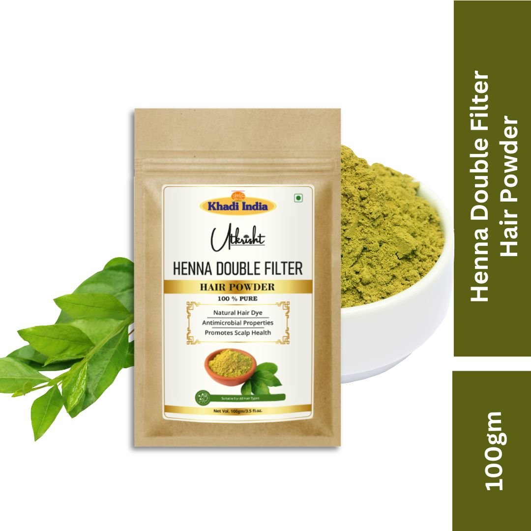 Utkrisht Khadi Heena Double Filter Powder for Natural Hair Coloring & Conditioning | Pure Mehndi Powder for Soft, Shiny & Healthy Hair-100gm - Image 2