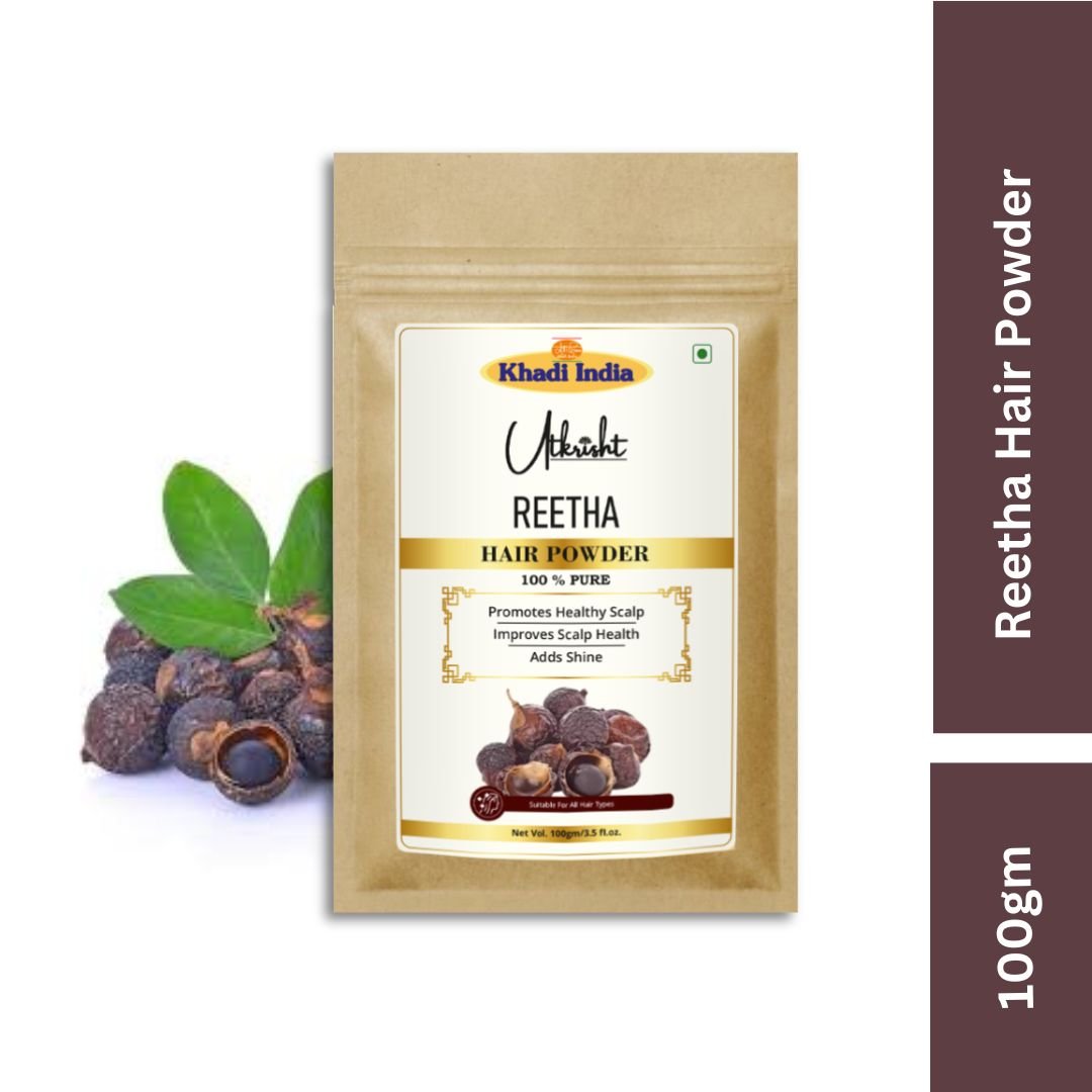 Utkrisht Khadi Reetha Powder for Natural Hair Cleansing & Hair Growth | Pure Soapnut Powder for Soft, Shiny & Healthy Hair-100gm - Image 2