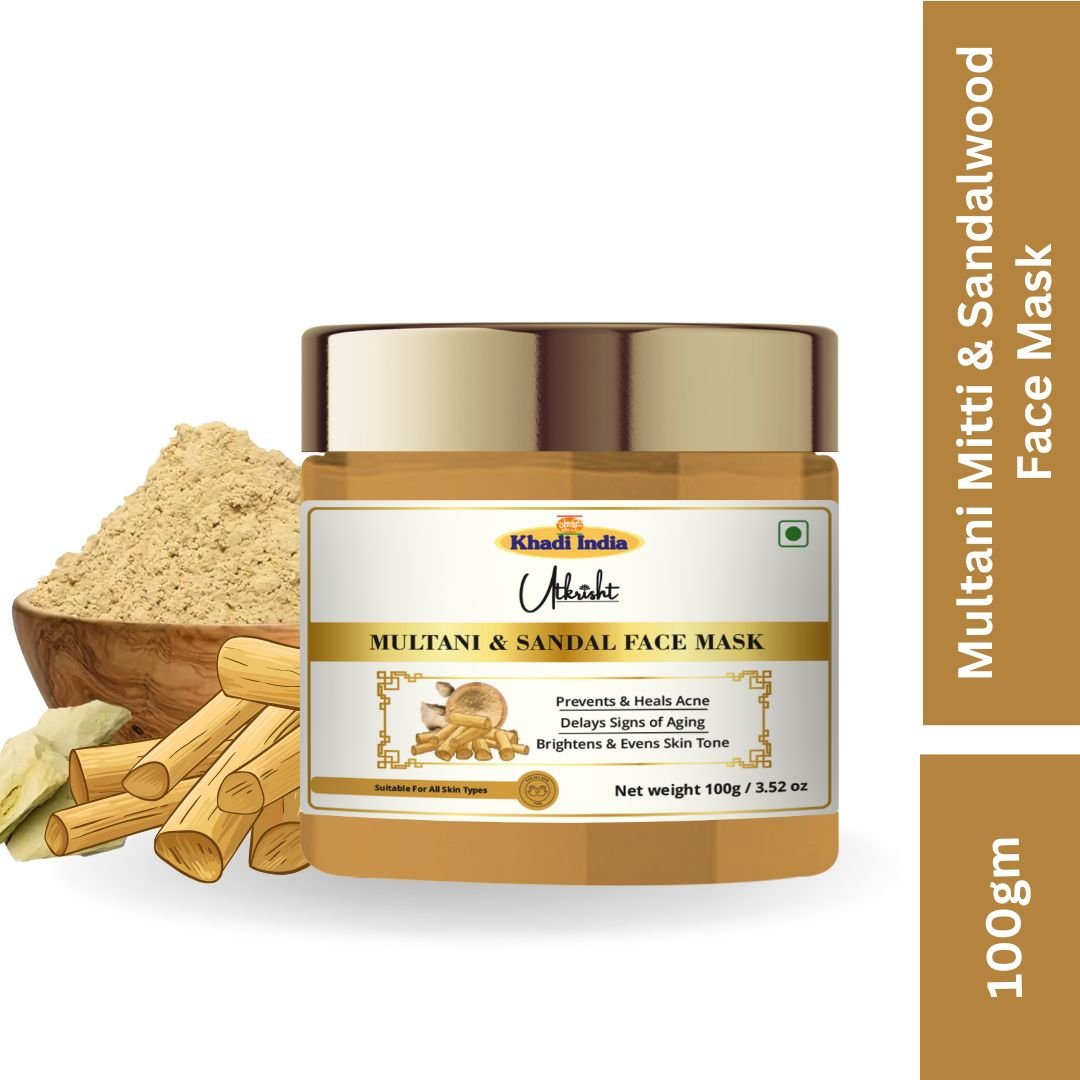 Utkrisht Khadi Multani Mitti & Sandalwood Face Pack | Oil Control, Glow & Tan Removal - 100gm - Image 2