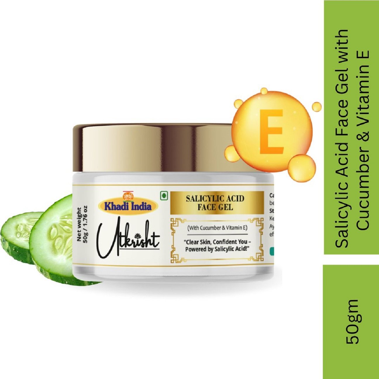 Utkrisht Khadi Salicylic Acid Face Gel | Anti-Acne, Oil Control & Blemish Reduction | Clear Skin Gel - 50g - Image 2