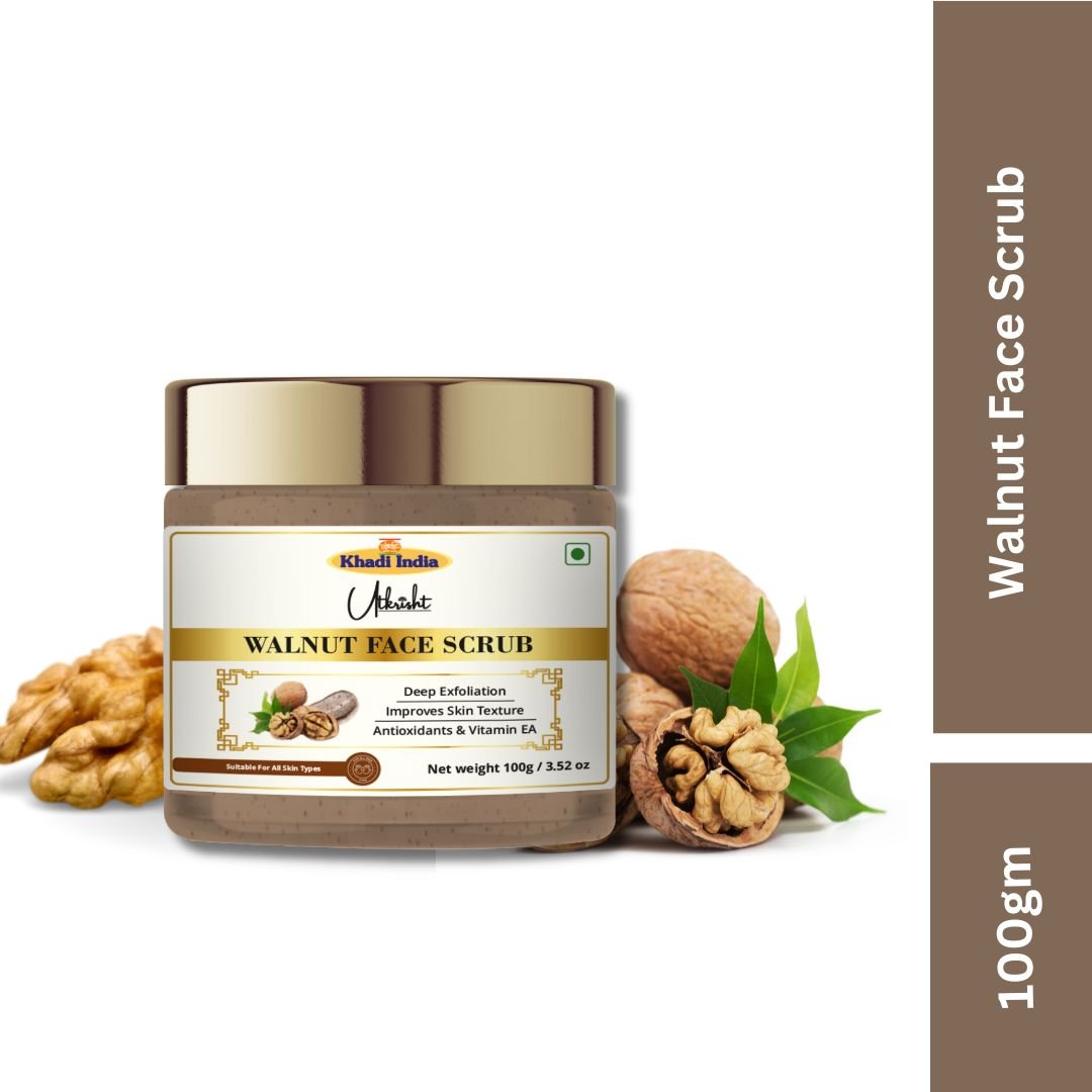 Utkrisht Khadi Walnut Face Scrub | Exfoliating, Brightening & Smooth Skin | Natural Skin Care-100g - Image 2