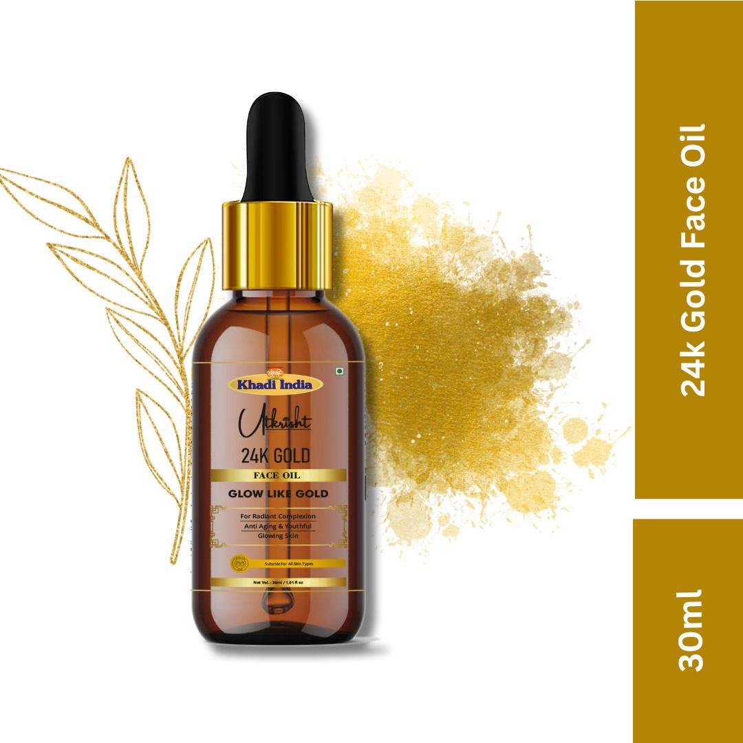 Utkrisht Khadi 24K Gold Face Serum | Anti-Aging, Brightening & Radiance Boost | Luxury Skincare - 30ml - Image 2