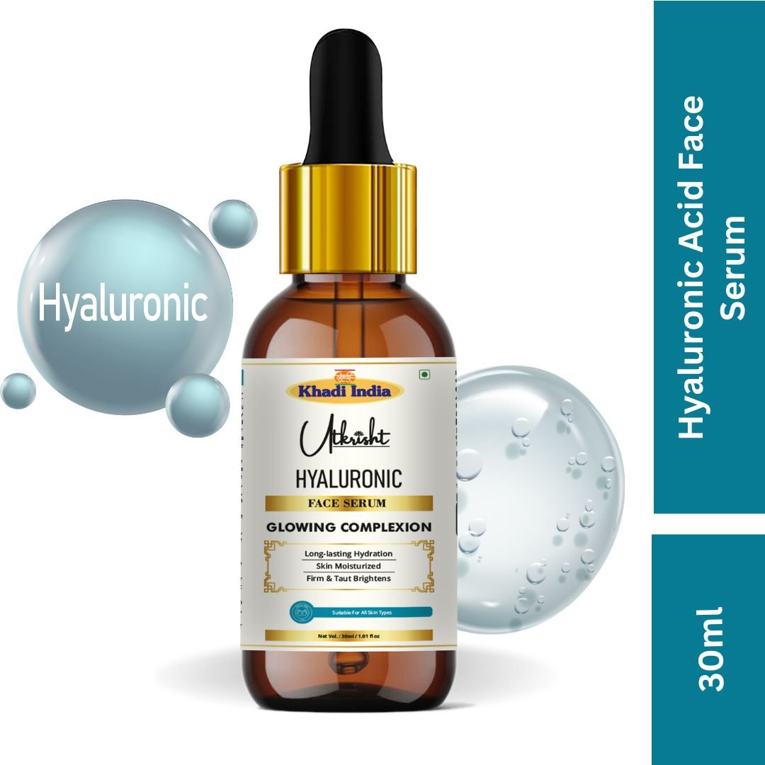 Utkrisht Khadi Hyaluronic Acid Face Serum | Deep Hydration, Plumping & Anti-Aging | Smooth & Radiant Skin - 30ml - Image 2