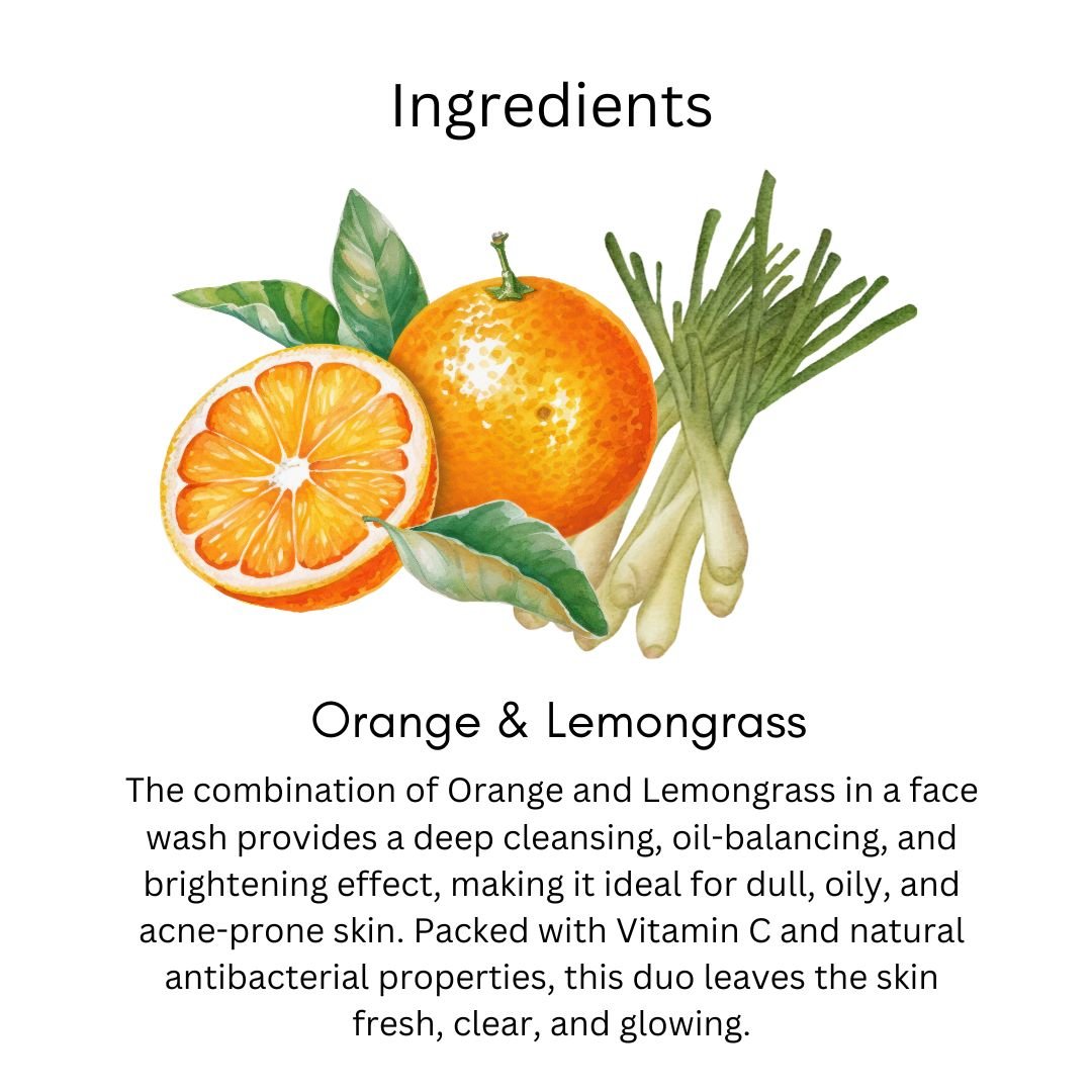 Utkrisht Khadi Orange & Lemongrass Brightening Face Wash – Oil Control, Refreshing & Deep Cleansing - 200ml - Image 3