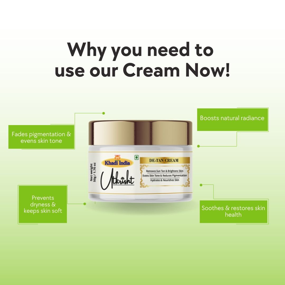 Utkrisht Khadi De Tan Cream – Tan Removal, Brightening & Even Skin Tone Cream for Men & Women - 50g - Image 4