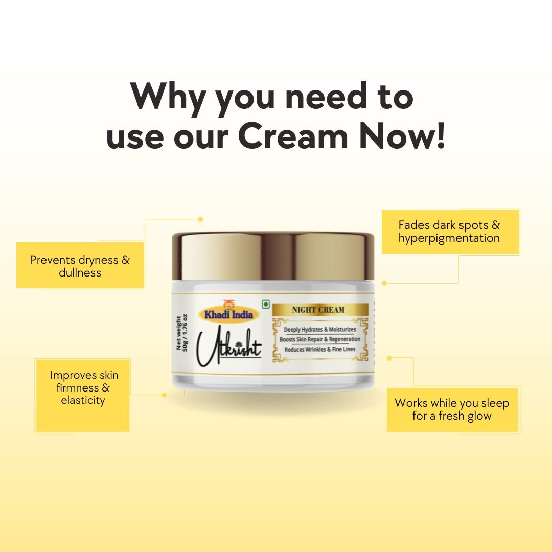 Utkrisht Khadi Night Face Cream – Deep Nourishment, Repair & Overnight Hydrating Moisturizer - 50g - Image 4