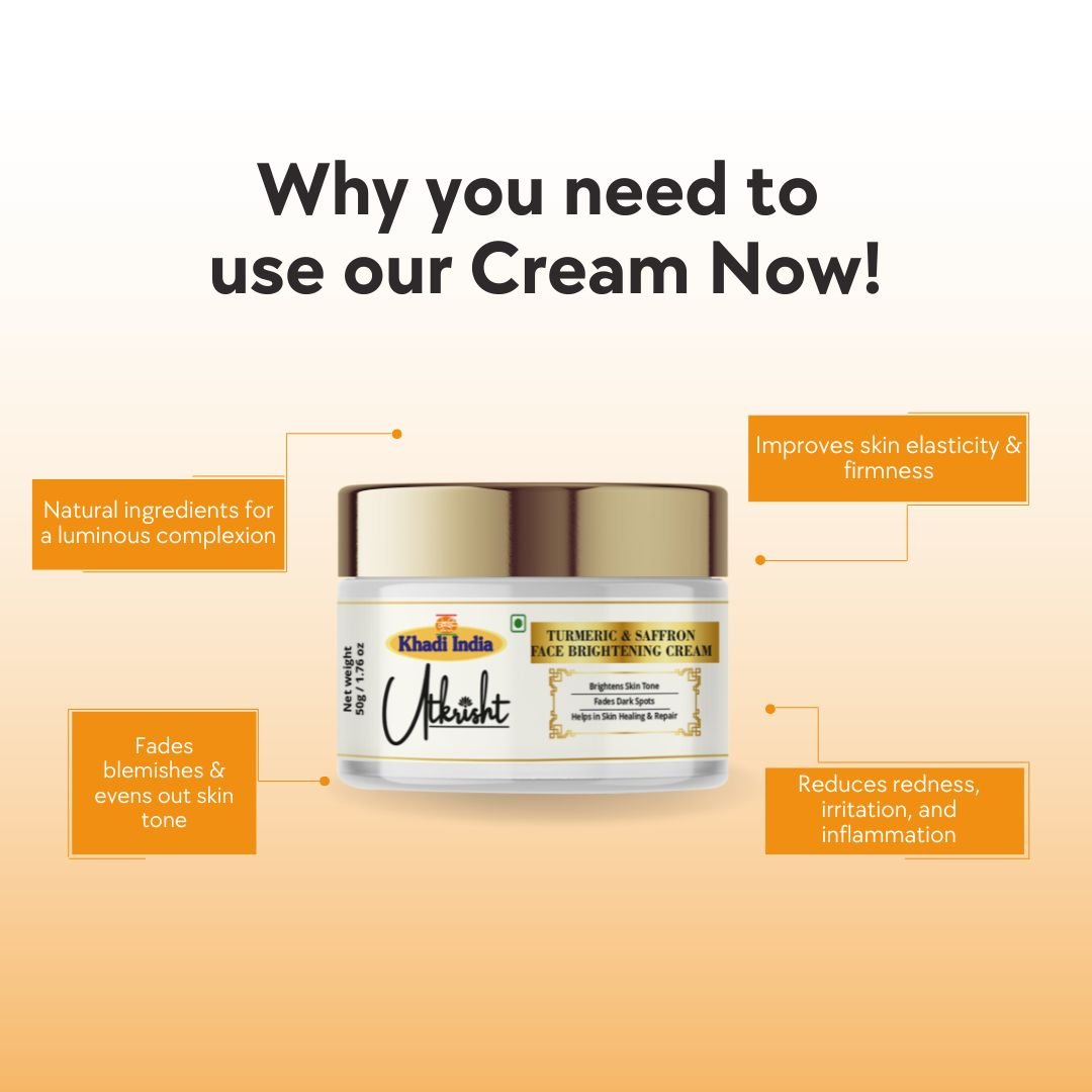 Utkrisht Khadi Turmeric & Saffron Face Cream – Brightening, Anti-Pigmentation & Glow-Boosting Moisturizer - 50g - Image 4