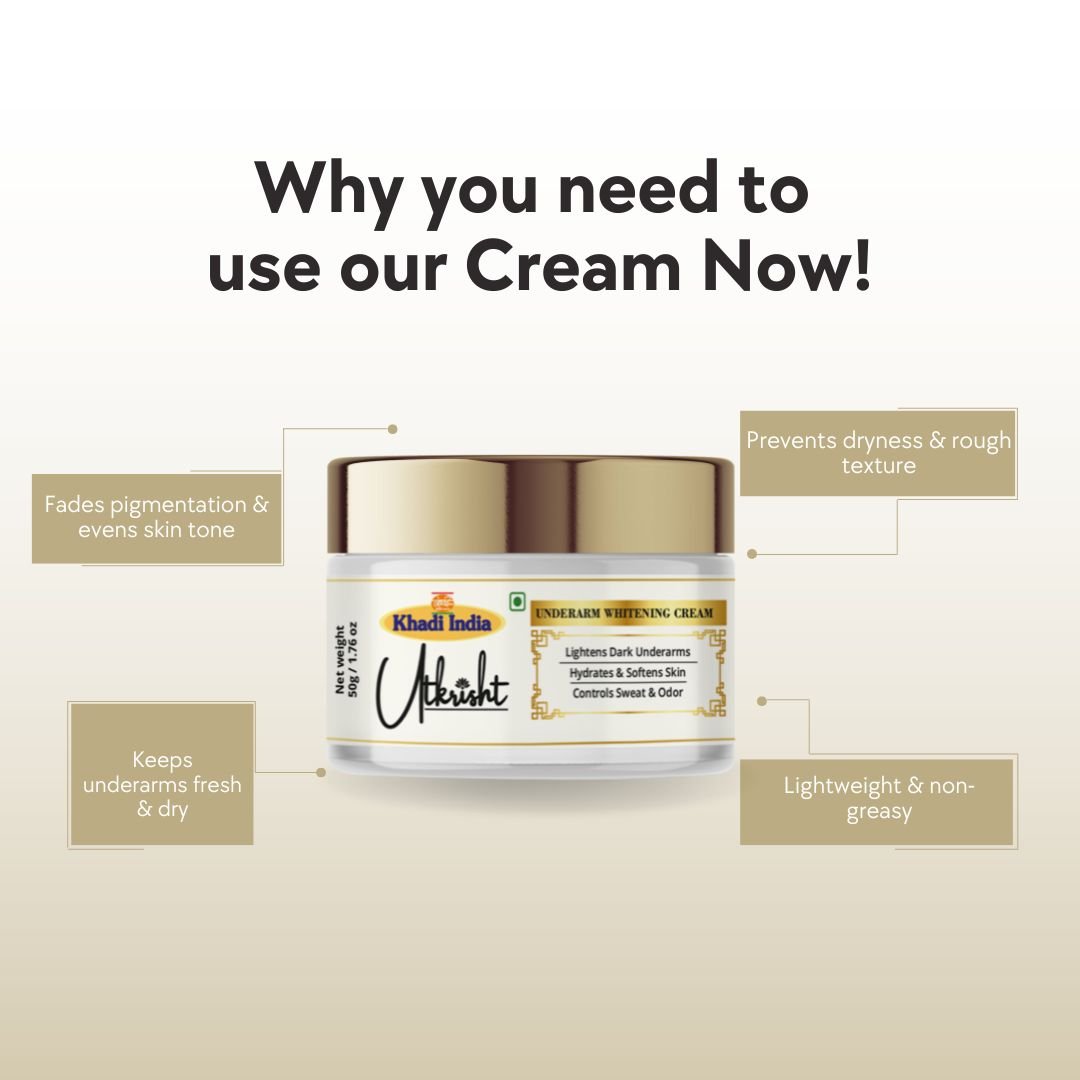 Utkrisht Khadi Underarm Whitening Cream – Brightening, Tan Removal & Smooth Skin Care - 50g - Image 4