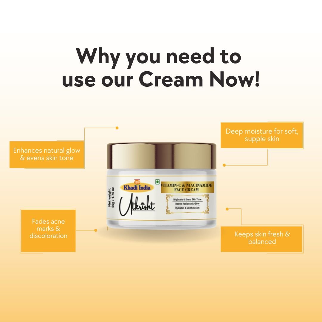 Utkrisht Khadi Vitamin C & Niacinamide Face Cream – Brightening, Anti-Pigmentation & Hydrating Moisturizer - 50g - Image 4