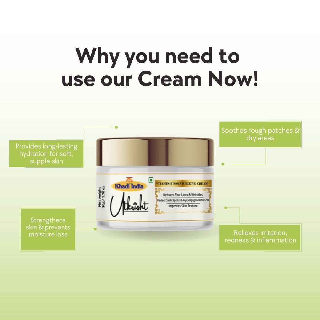 Utkrisht Khadi Vitamin E Moisturizer Cream – Hydrating, Nourishing & Skin Repair Cream - 50g - Image 4