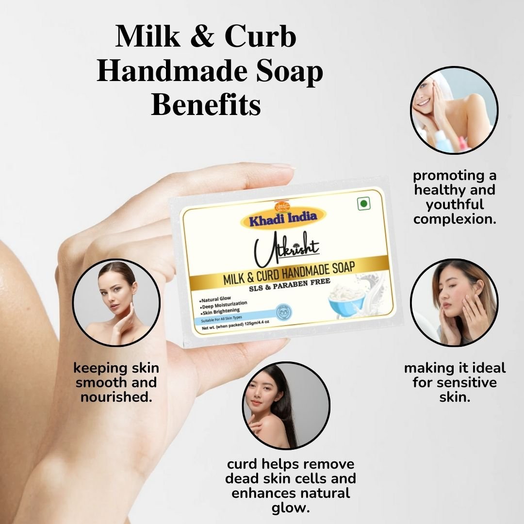 Utkrisht Khadi Milk & Curd Handmade Soap – Skin Brightening, Softening & Deep Nourishing Bath Bar - 125g (Pack of 2) - Image 4