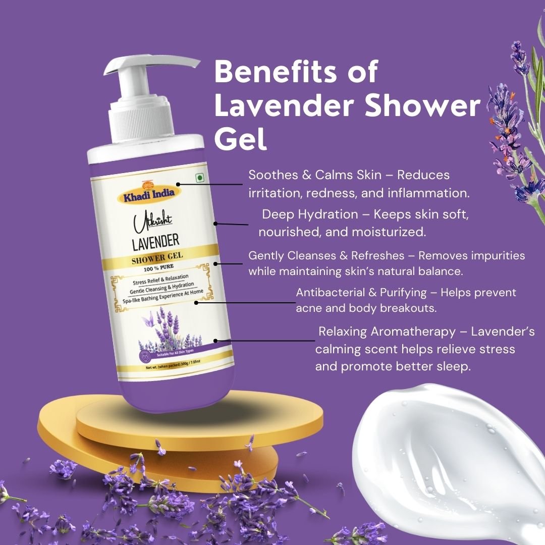 Utkrisht Khadi Lavender Body Wash – Calming, Hydrating & Relaxing Shower Gel - 300ml - Image 4