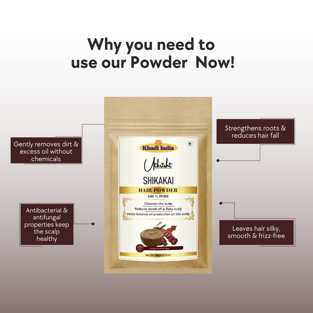 Utkrisht Khadi Shikakai Powder for Hair Growth, Natural Cleansing & Dandruff Control | 100% Pure Ayurvedic Herbal Hair Care-100gm - Image 4
