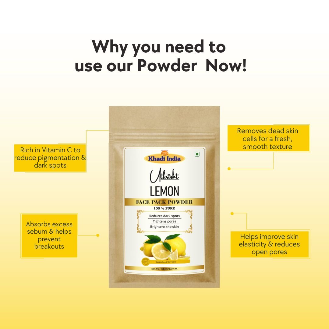 Utkrisht Khadi Lemon Face Pack for Glowing Skin | Anti-Tan, Oil Control & Brightening-100gm - Image 4