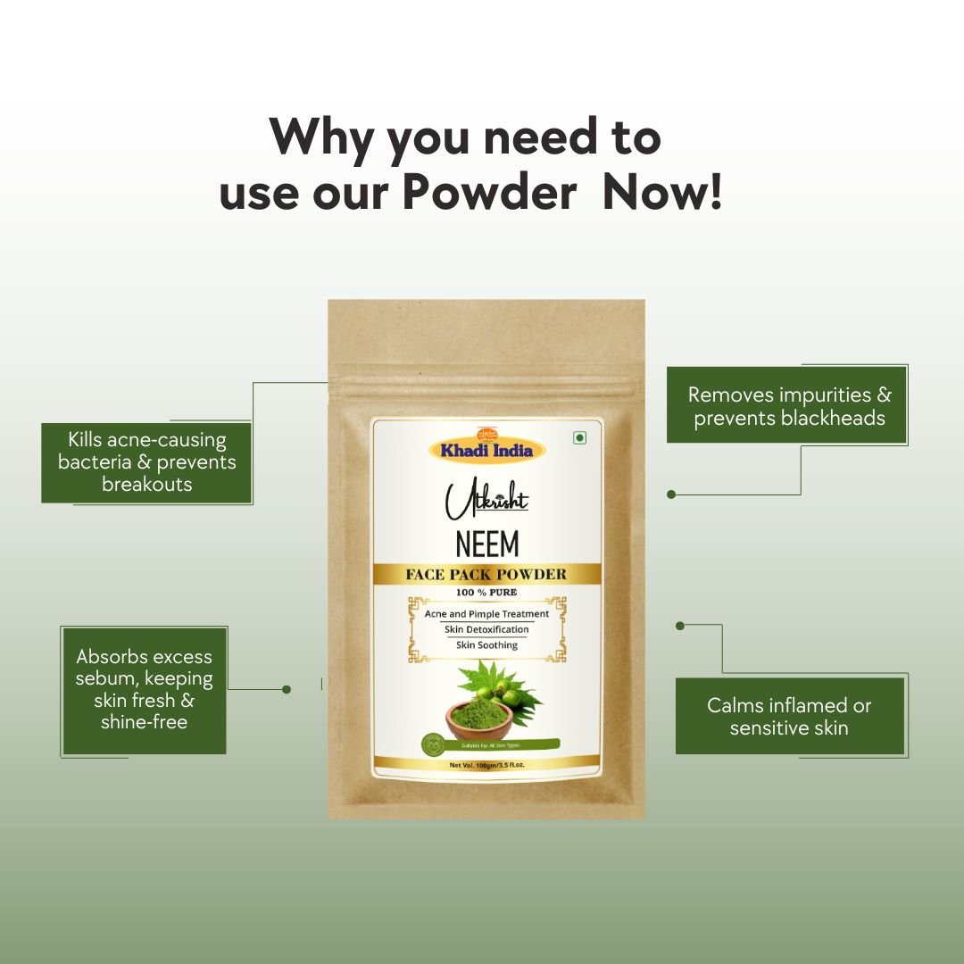 Utkrisht Khadi Neem Face Pack for Acne & Clear Skin | Anti-Bacterial & Oil Control - 100gm - Image 4