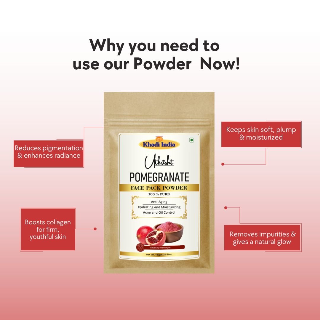 Utkrisht Khadi Pomegranate Face Pack for Anti-Aging | Glow Boost & Skin Repair-100gm - Image 4
