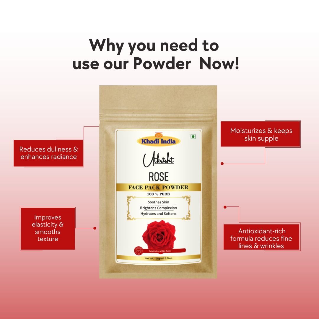 Utkrisht Khadi Rose Face Pack for Glowing & Soft Skin | Hydrating & Brightening Formula - 100gm - Image 4