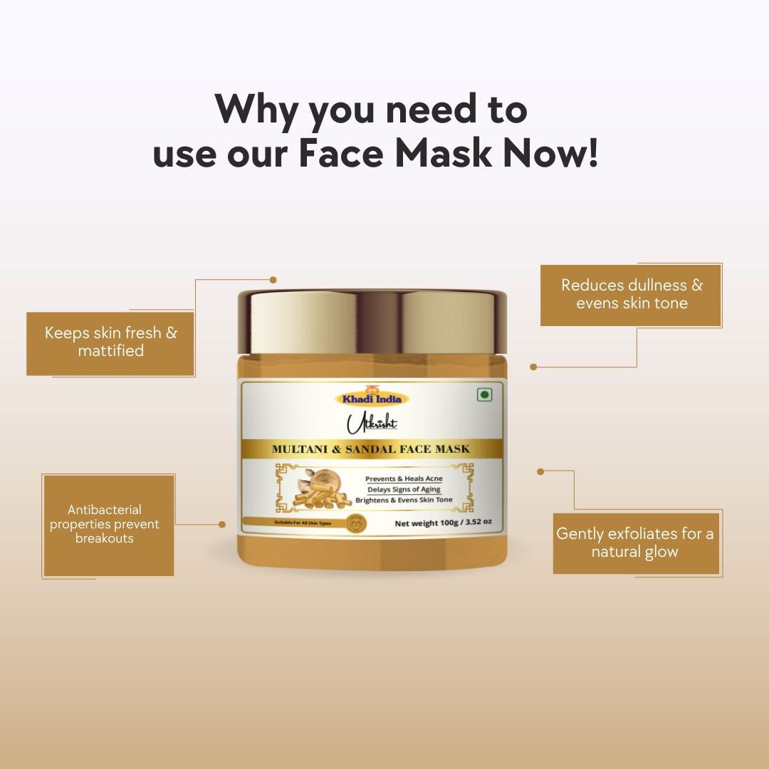Utkrisht Khadi Multani Mitti & Sandalwood Face Pack | Oil Control, Glow & Tan Removal - 100gm - Image 4