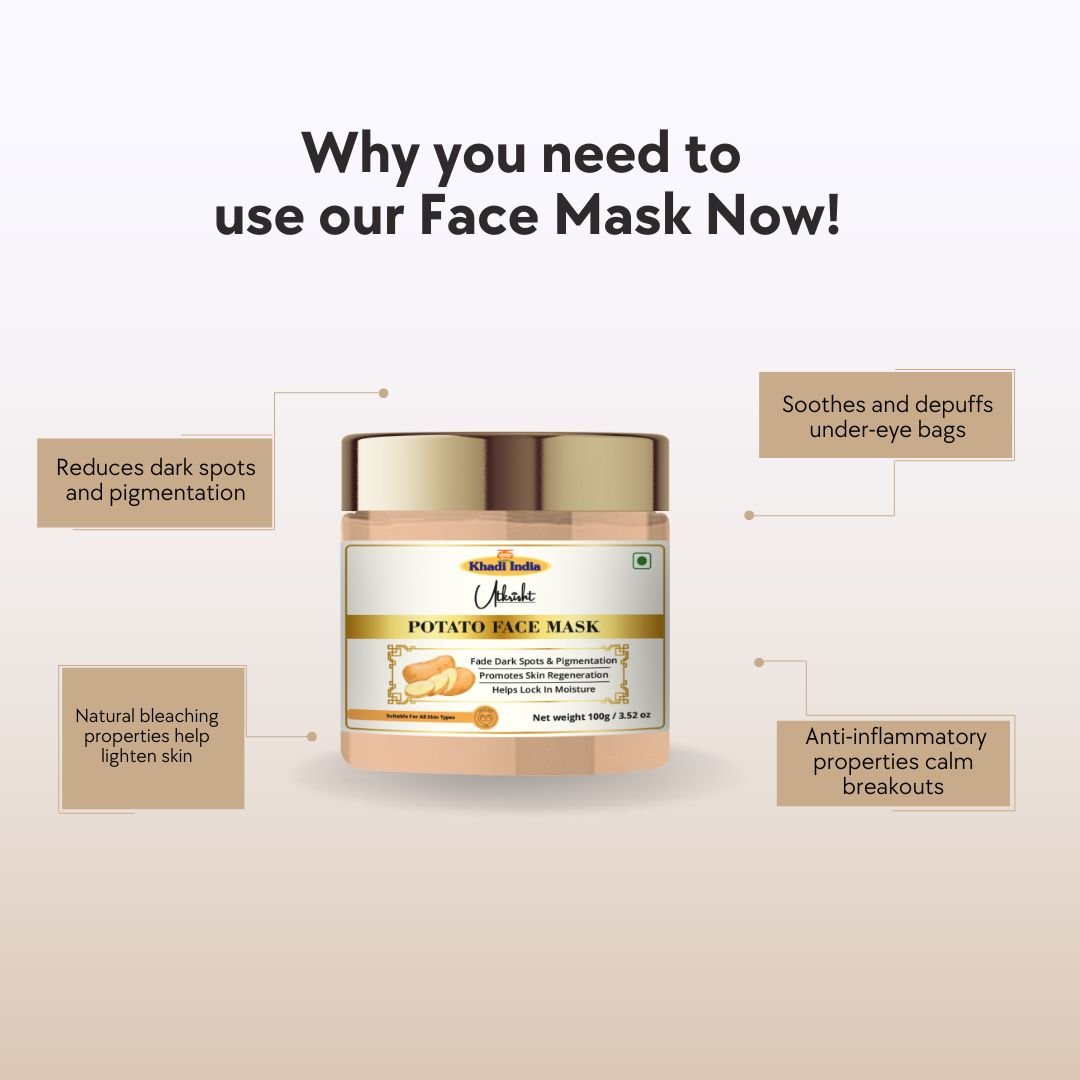 Utkrisht Khadi Potato Face Pack for Brightening | Natural Tan Removal & Oil-Control Face Pack for Glowing Skin-100gm - Image 4