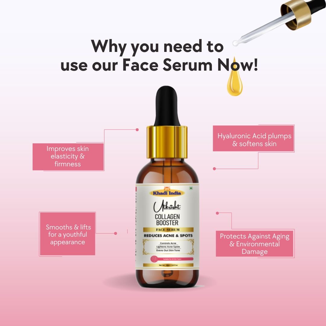 Utkrisht Khadi Collagen Booster Face Serum | Anti-Aging, Skin Firming & Hydration | Youthful Glow Serum - 30ml - Image 4