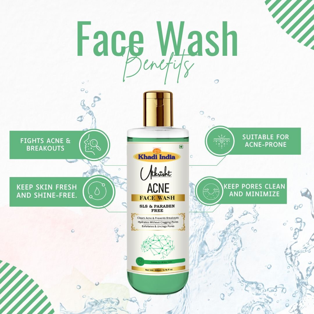 Utkrisht Khadi Acne Face Wash | Oil Control, Pimple Care & Deep Cleansing | Clear Skin Formula - 200ml - Image 4