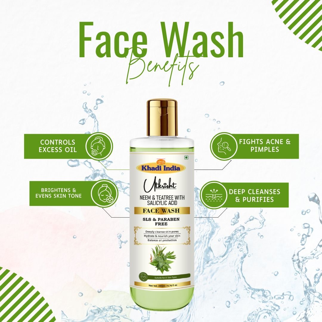 Utkrisht Khadi Neem & Tea Tree Face Wash – Anti Acne, Oil Control & Deep Cleansing for Clear Skin - 200ml - Image 4