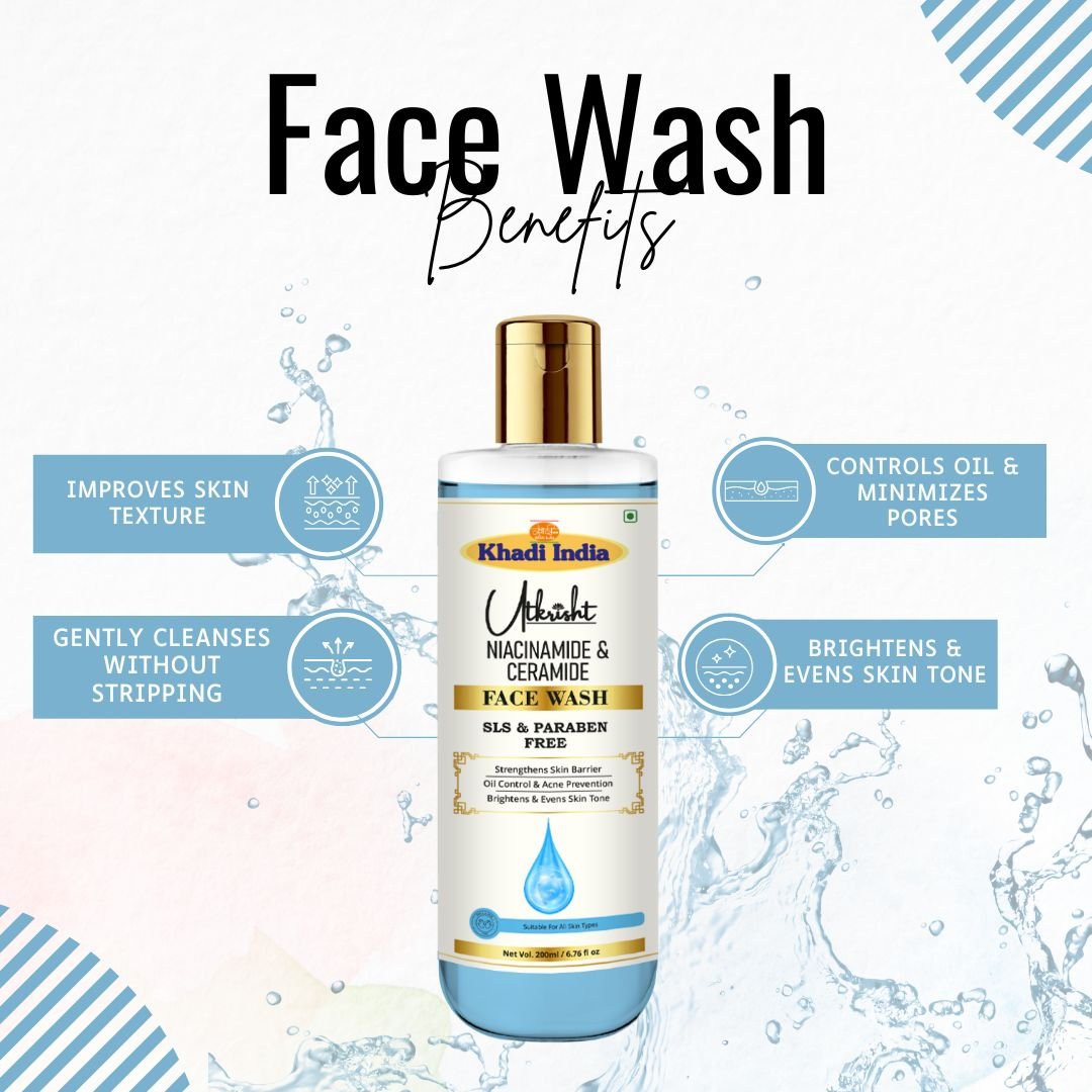 Utkrisht Khadi Niacinamide & Ceramide Face Wash – Oil Control, Brightening & Barrier Repair Cleanser - 200ml - Image 4