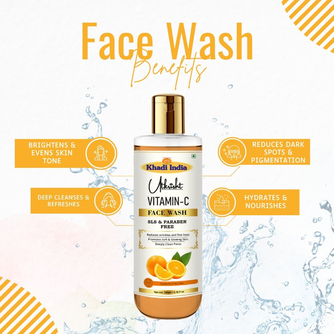 Utkrisht Khadi Vitamin C Face Wash – Brightening, Anti-Pigmentation & Glow-Boosting Cleanser-200ml - Image 4