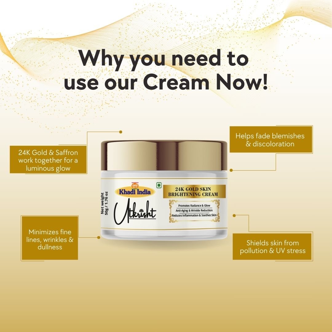 Utkrisht Khadi 24K Gold Face Cream – Anti-Aging, Radiance Boosting & Skin Firming Luxury Moisturizer- - Image 4