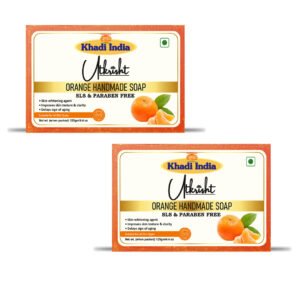Utkrisht Khadi Orange Handmade Soap – Refreshing, Brightening & Vitamin C Rich Bath Bar- 125g (Pack of 2)