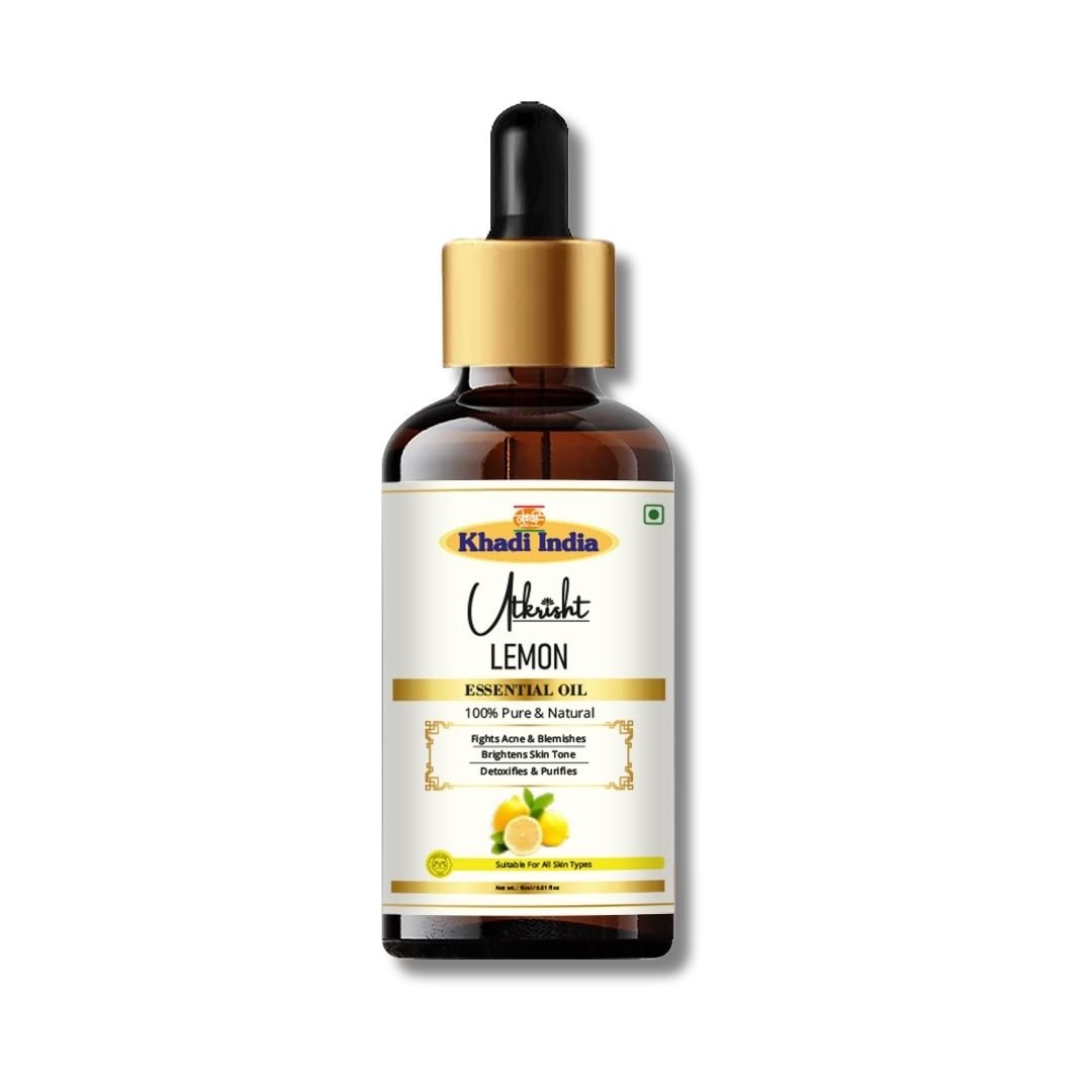 Utkrisht Khadi Pure Lemon Essential Oil for Skin, Hair & Aromatherapy - 15ml
