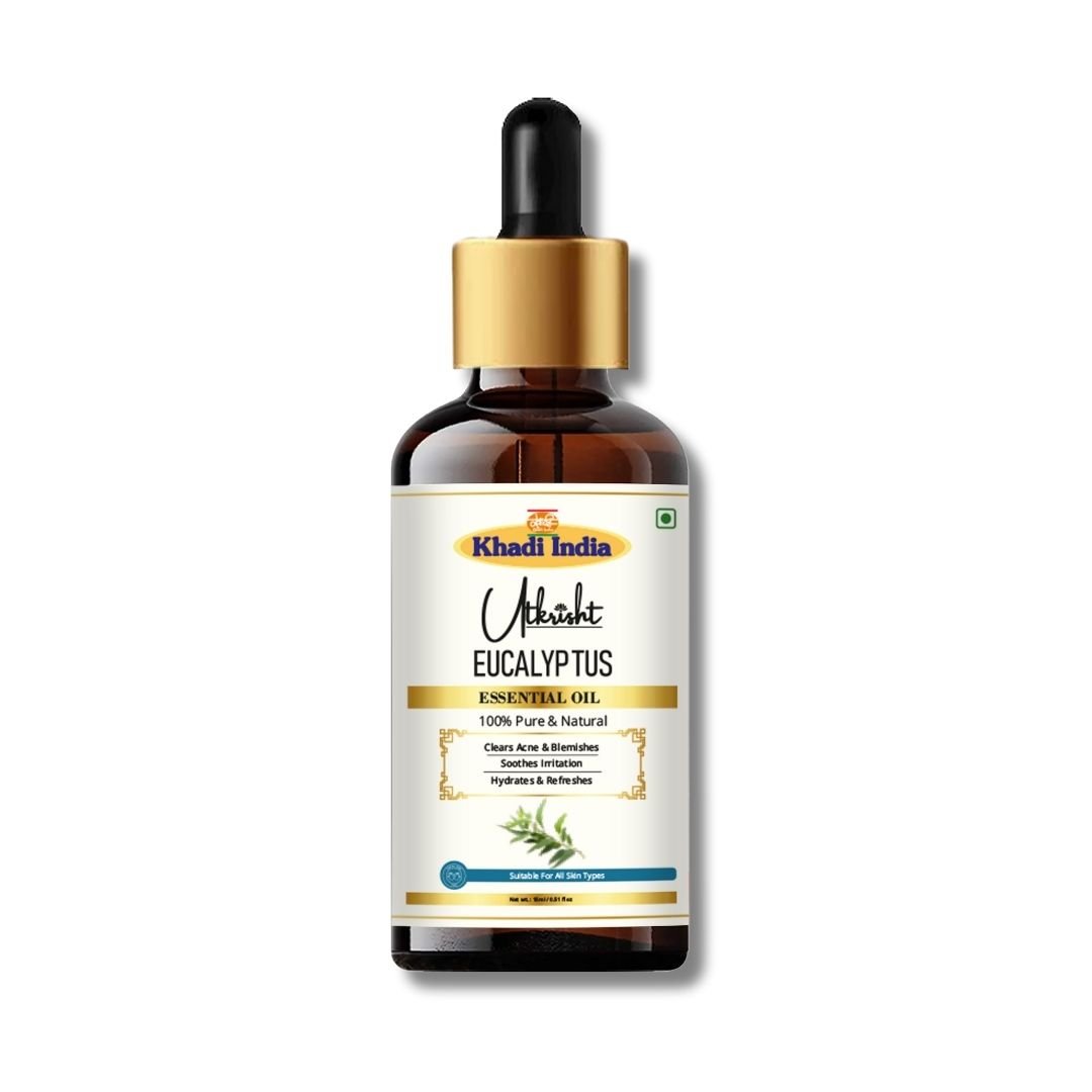 Utkrisht Khadi Pure Eucalyptus Essential Oil for Skin, Hair & Aromatherapy - 15ml