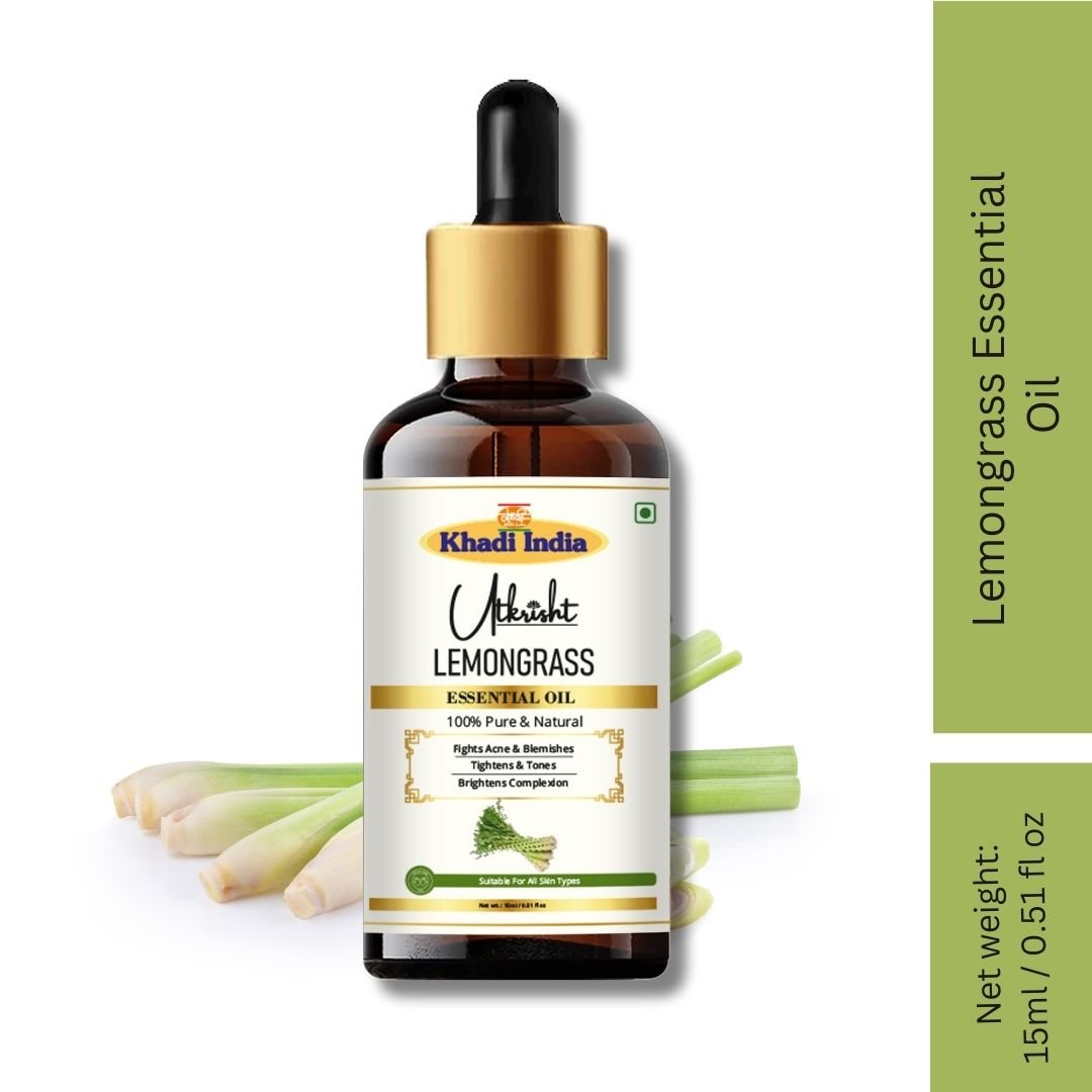 Utkrisht Khadi Pure Lemongrass Essential Oil for Skin, Hair & Aromatherapy - 15ml - Image 2