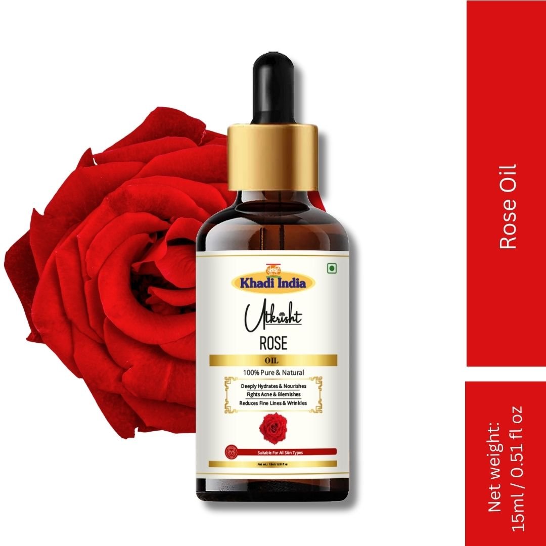 Utkrisht Khadi Rose Essential Oil – 15ml | Pure & Aromatic Skincare Oil - Image 2