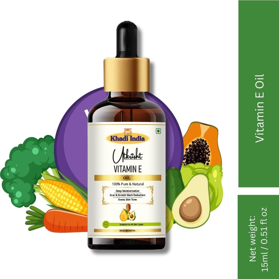 Utkrisht Khadi Vitamin E Oil – 15ml | Pure & Skin-Nourishing Antioxidant Oil - Image 2