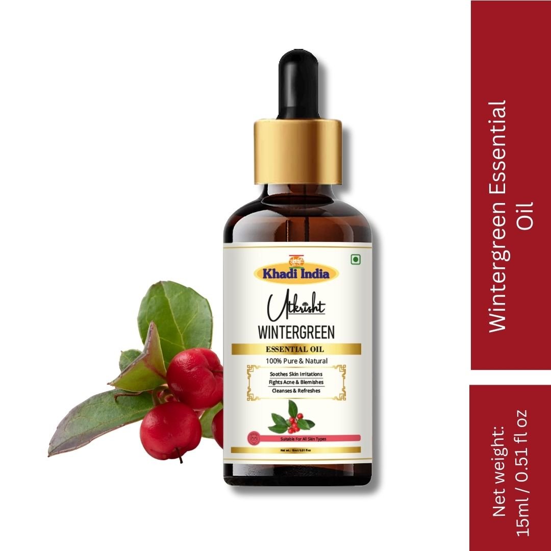 Utkrisht Khadi Wintergreen Essential Oil – 15ml | Pure & Soothing Aromatherapy Oil - Image 2