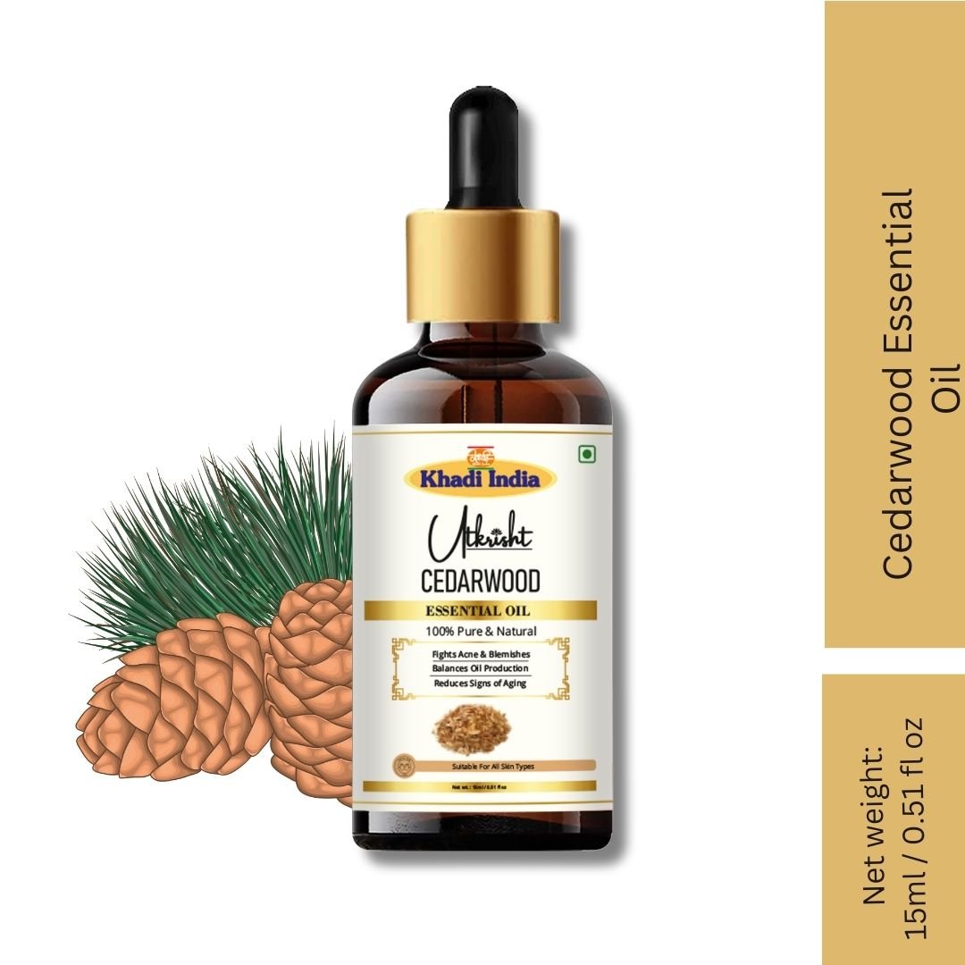 Utkrisht Khadi Cedarwood Essential Oil 15ml for Skin, Hair & Aromatherapy - 15ml - Image 2