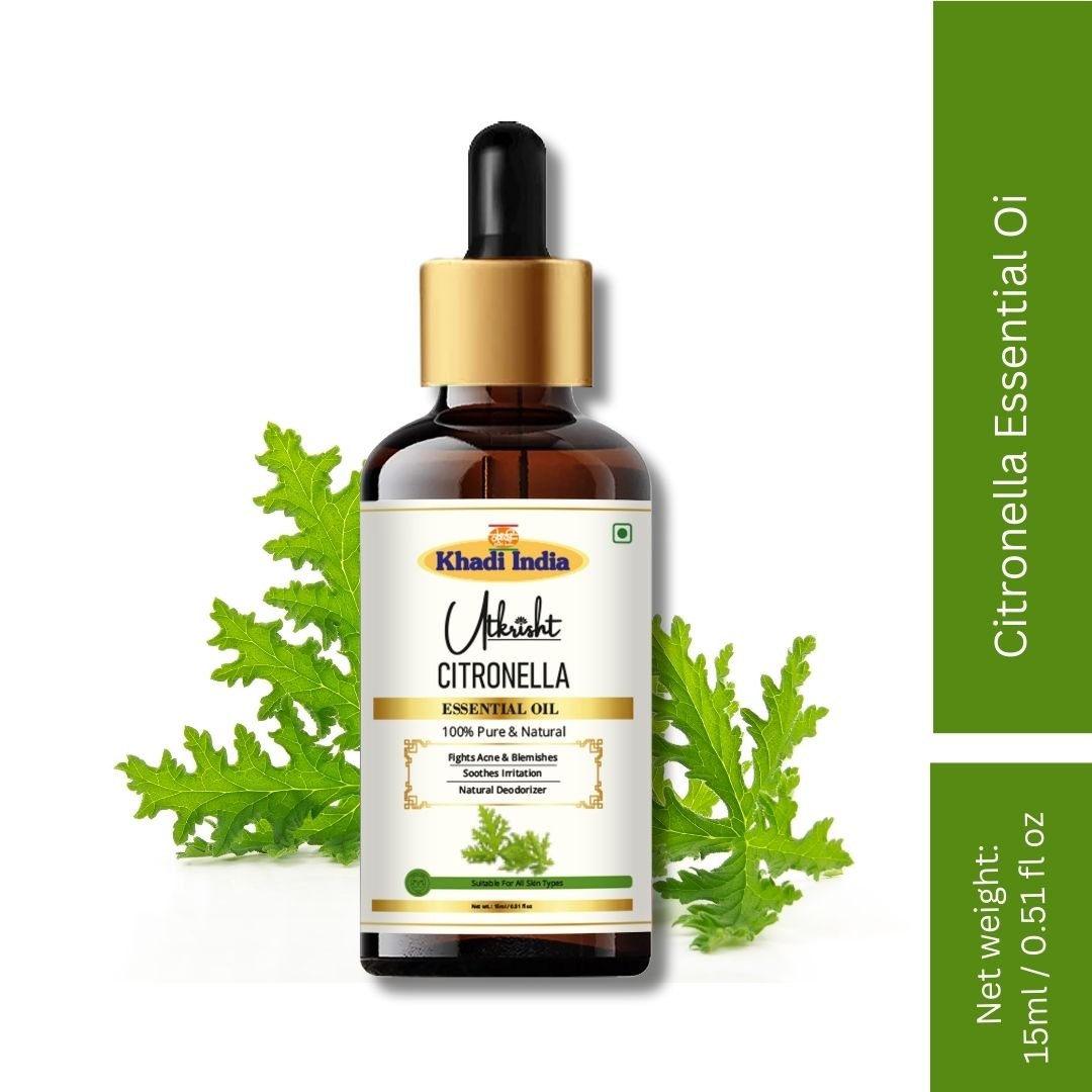 Utkrisht Khadi Pure Citronella Essential Oil for Skin, Hair & Aromatherapy - 15ml - Image 2